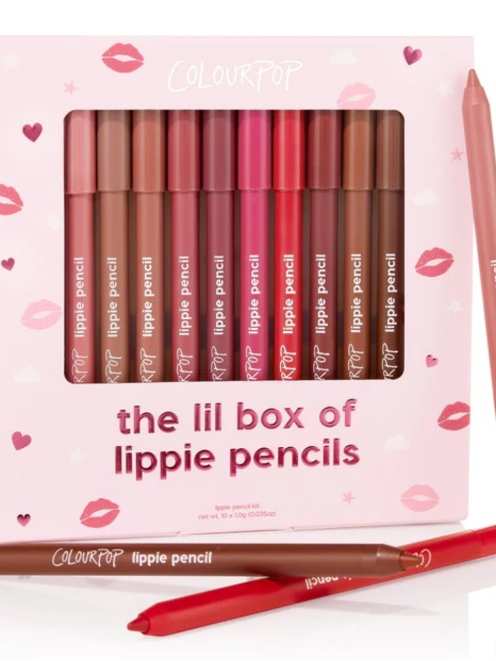 NWT ColourPop The Lil Box of Lippie Pencils lip liner bundle 10 lippies red pink